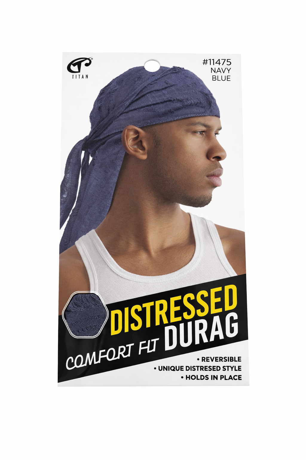 Titan Distressed Comfort Fit Durag Navy Blue #11475 - Elevate Styles
