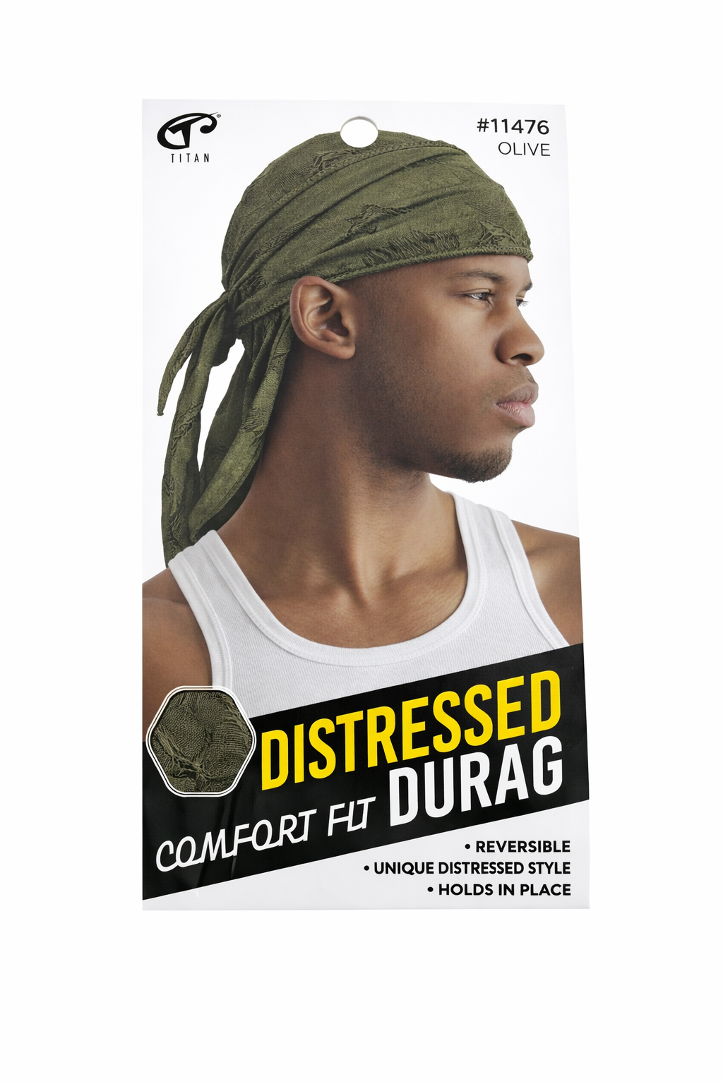 Titan Distressed Comfort Fit Durag Olive #11476 - Elevate Styles