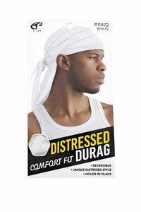 Thumbnail for Titan Distressed Comfort Fit Durag White #11472 - Elevate Styles