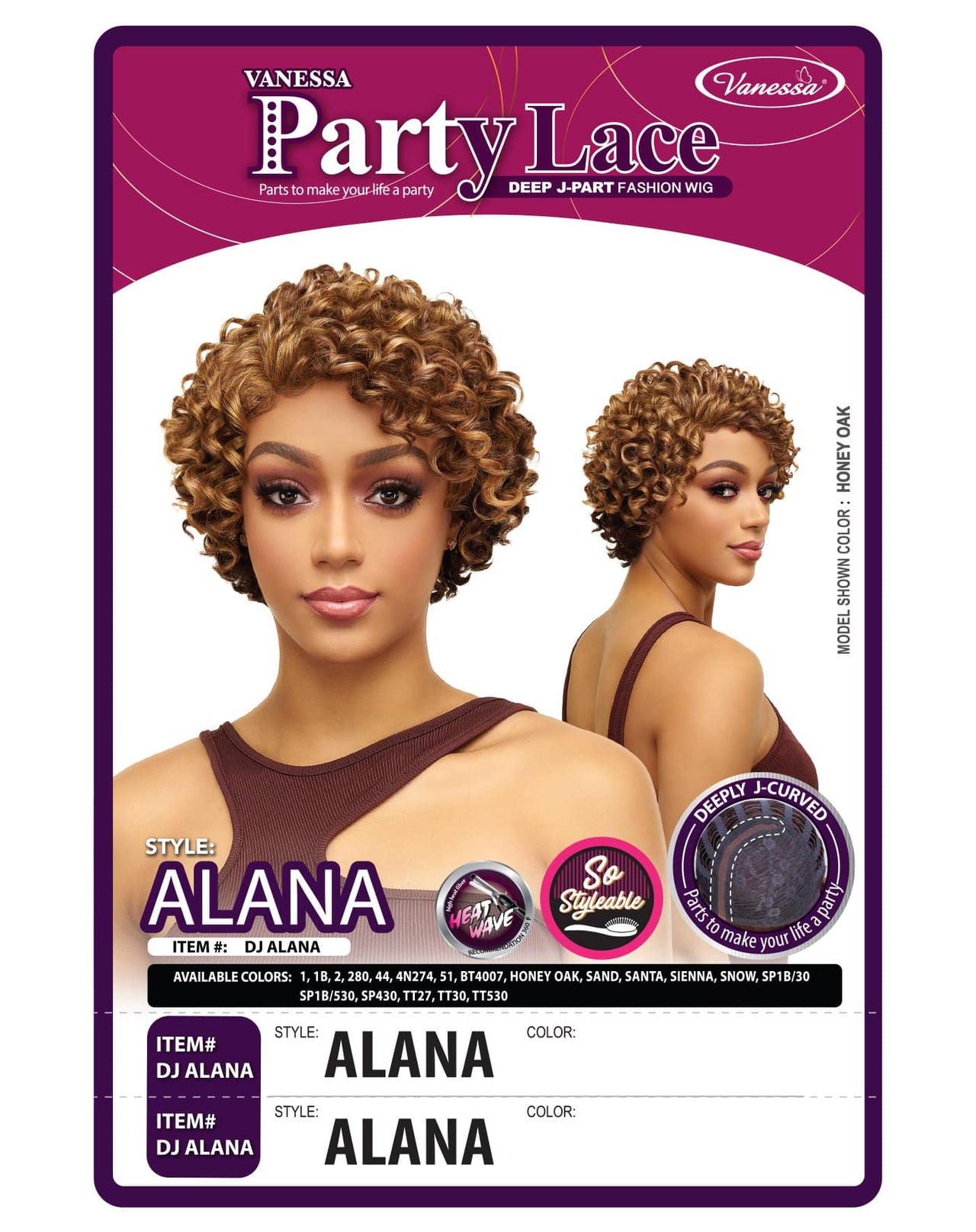 Vanessa Party Lace Deep J Part Wig DJ Alana