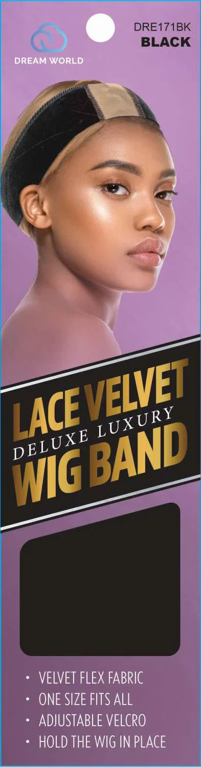 Dream World Lace Velvet Deluxe Wig Band – Black Adjustable Grip - Elevate Styles