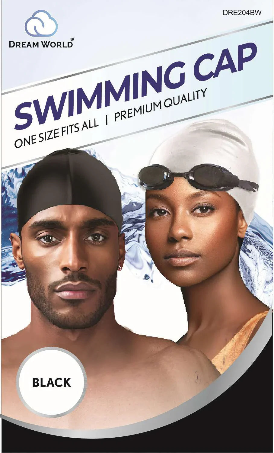 Dream World Swimming Cap Black – One Size Fits All - Elevate Styles