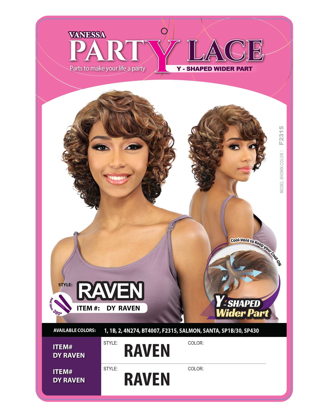Vanessa Party Lace Y-Part Wig Raven