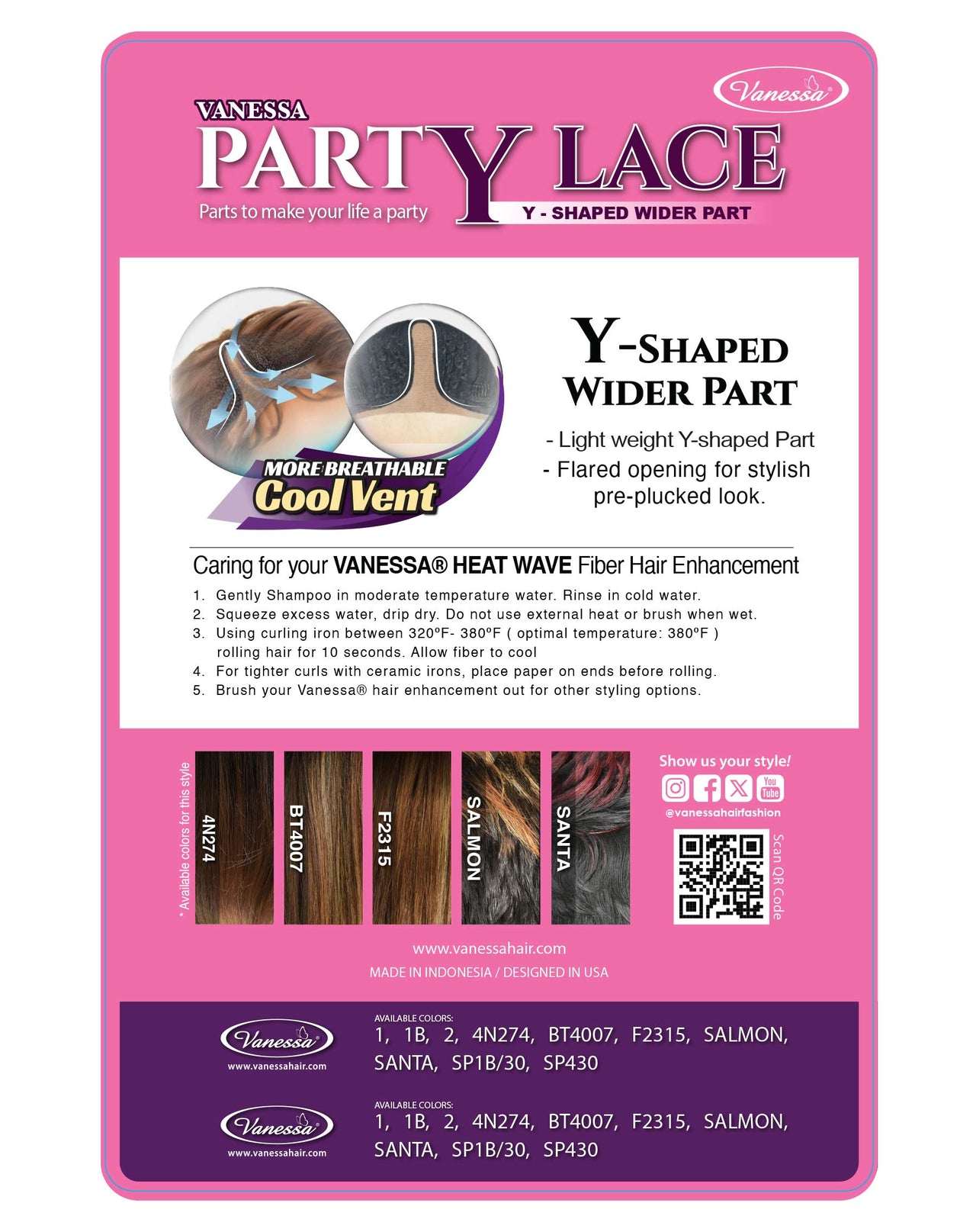 Vanessa Party Lace Y-Part Wig Raven