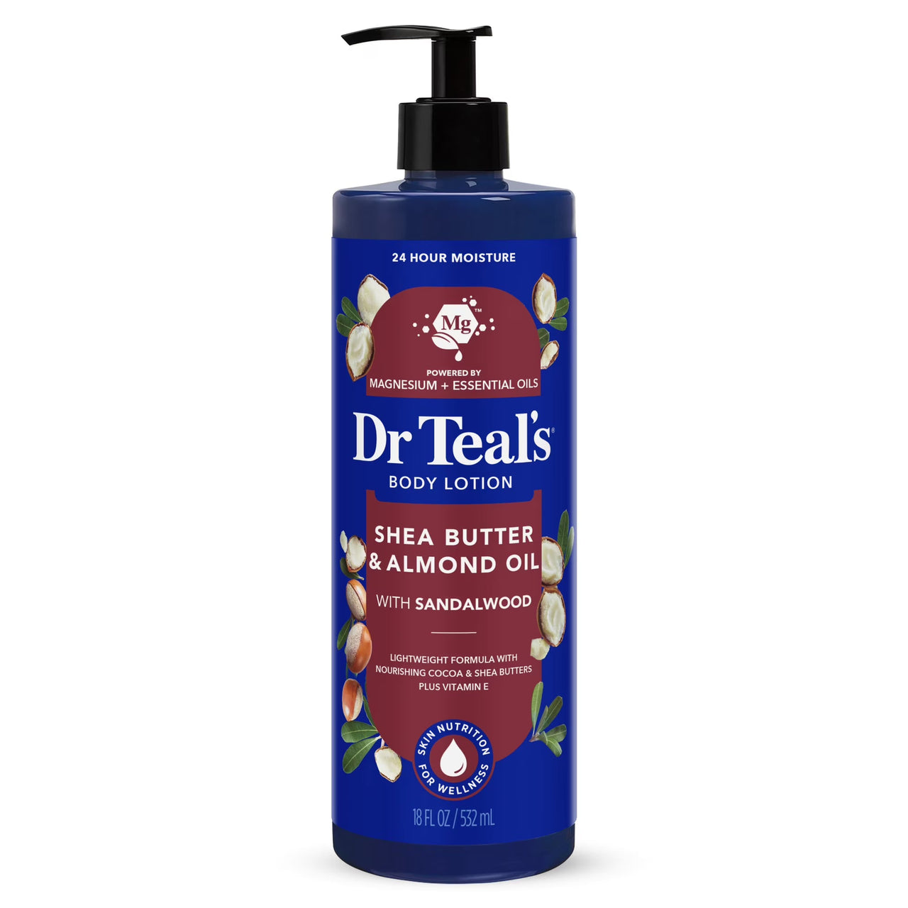 Dr Teal's Body Lotion – Shea Butter & Almond Oil with Sandalwood (532 mL / 18 FL OZ)