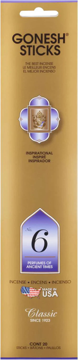 Gonesh Classic Incense Sticks No. 6 – Ancient Times Inspirational Scent (20 Pack) - Elevate Styles