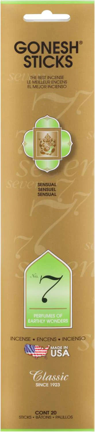 Gonesh Sticks Incense No 7 Perfumes of Earthly Wonders Sensual 20 Sticks - Elevate Styles