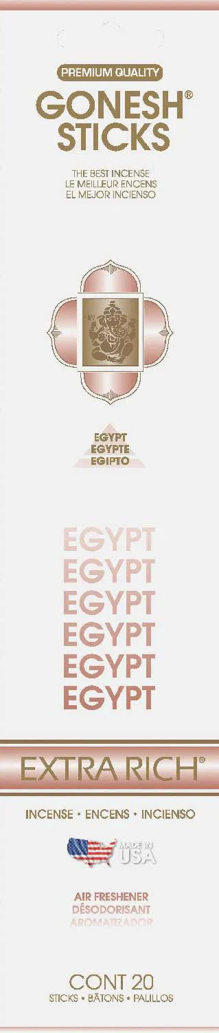 Gonesh Sticks Incense Extra Rich Egypt 20 Sticks - Elevate Styles