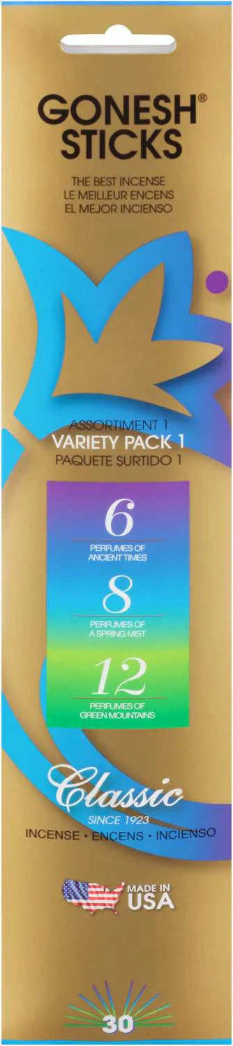 Gonesh Sticks Incense Variety Pack 6/8/12 – 30 Sticks - Elevate Styles
