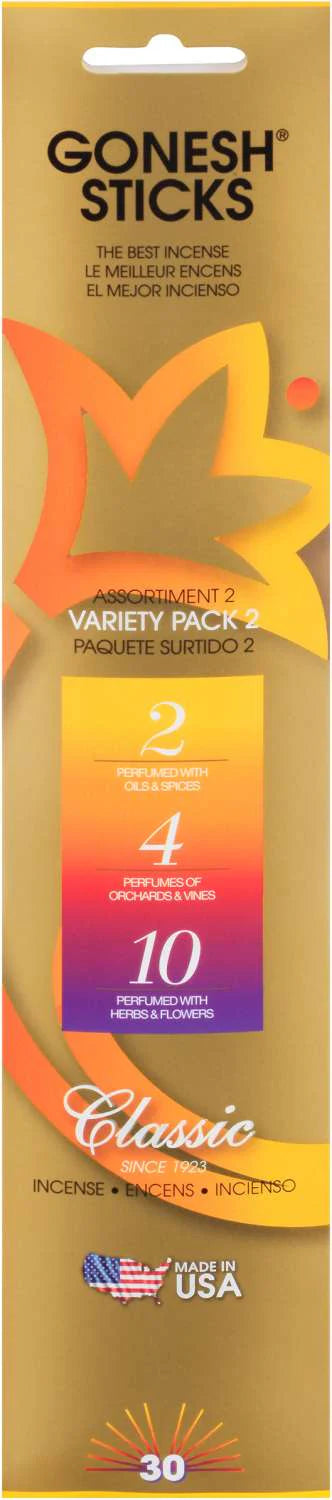 Gonesh Sticks Incense Variety Pack 2/4/10 – 30 Sticks - Elevate Styles