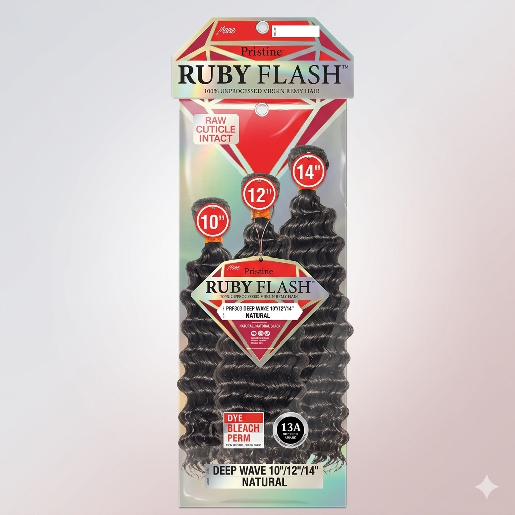 Mane Concept Pristine Ruby Flash 100% Unprocessed Virgin Remy Hair - Deep Wave 3-Piece Multi-Length Bundle Pack - Elevate Styles