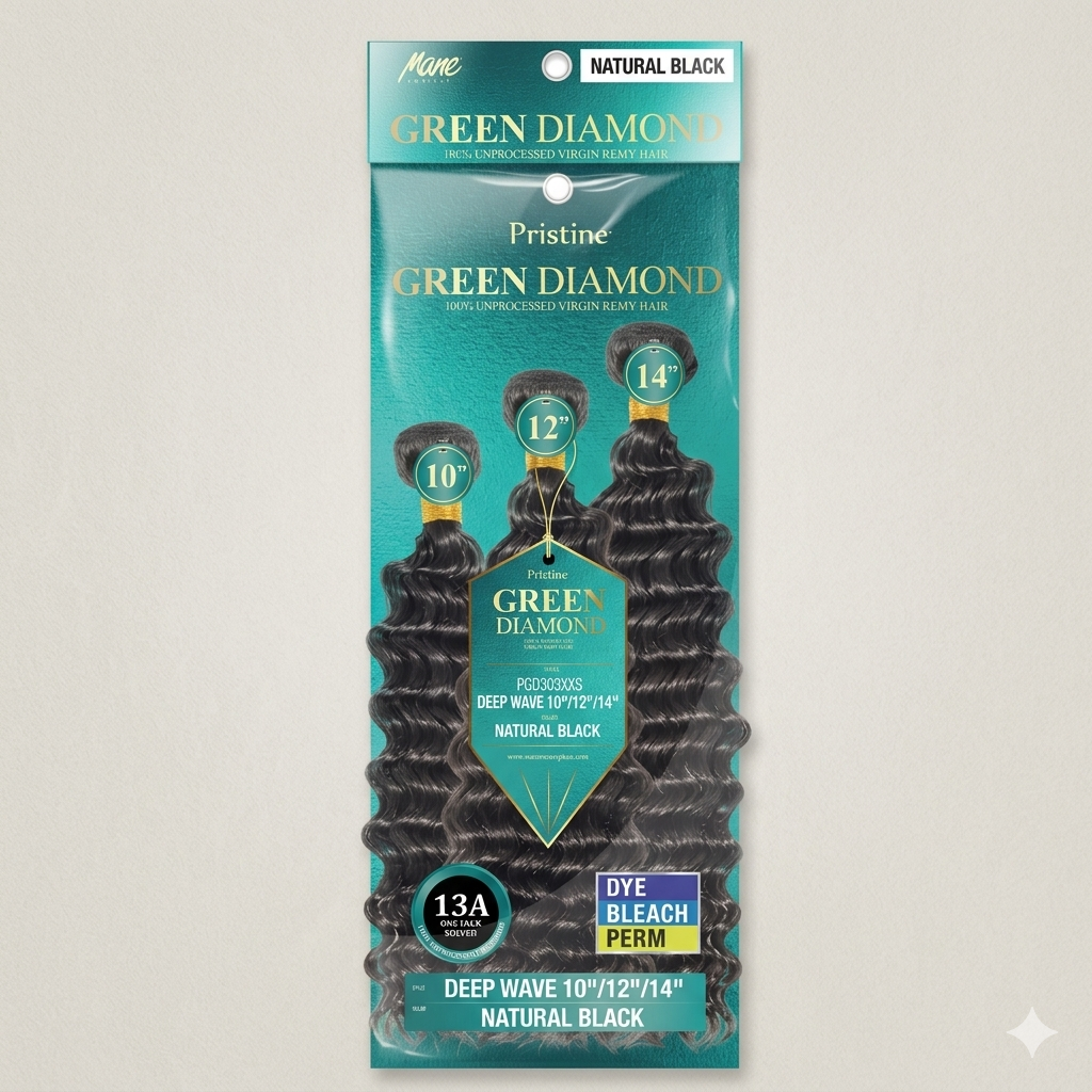 Green Diamond 13A Deep Wave 100% Unprocessed Virgin Remy 3-Bundle Pack (10"–26") - Elevate Styles
