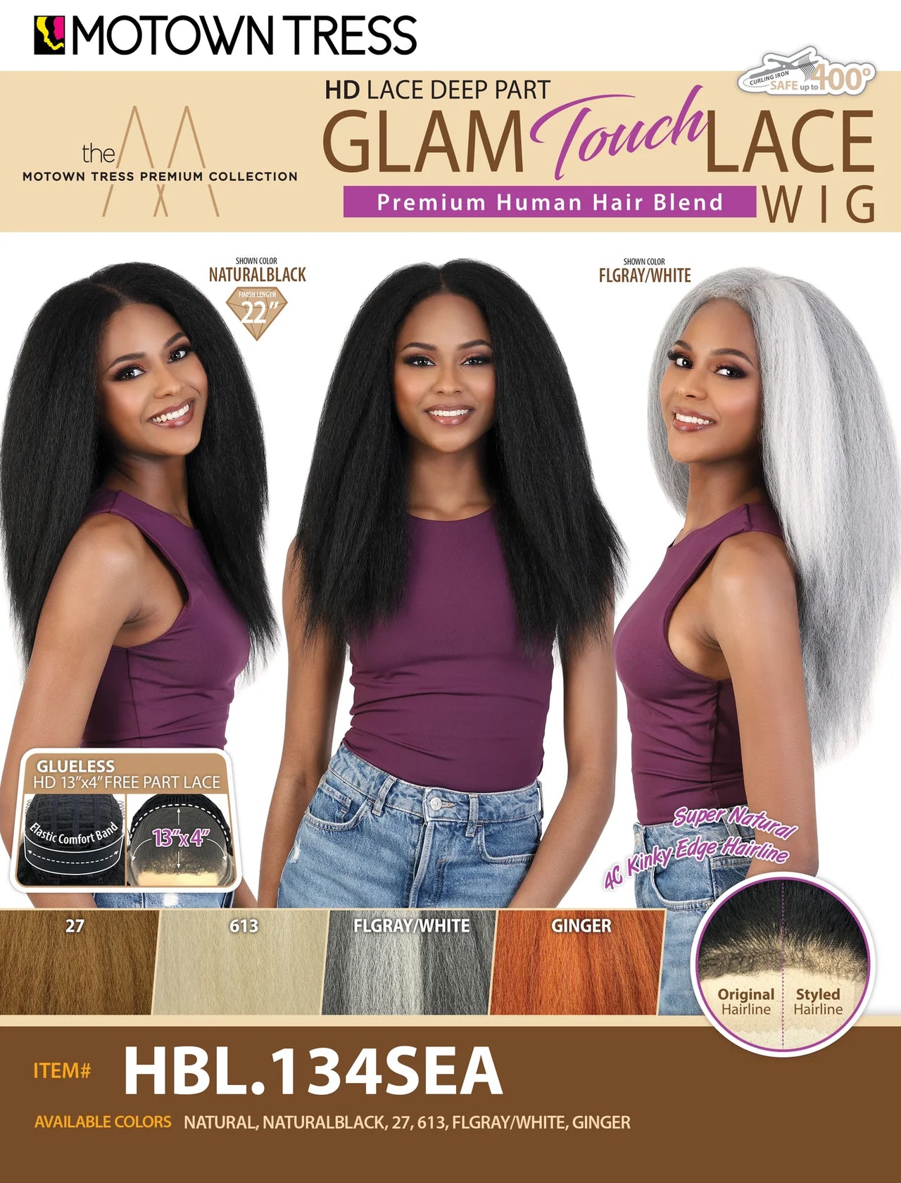 Motown Tress HD Lace Deep Part Glam Touch Lace Wig - HBL.134SEA - Elevate Styles