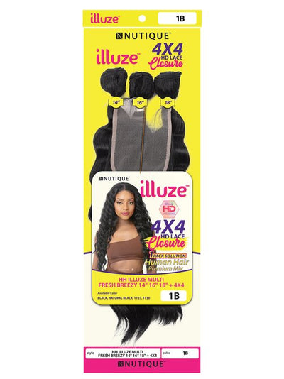 Nutique Illuze HD Human Hair Multi Fresh Breezy Weave Bundle + 4x4 Closure - Elevate Styles
