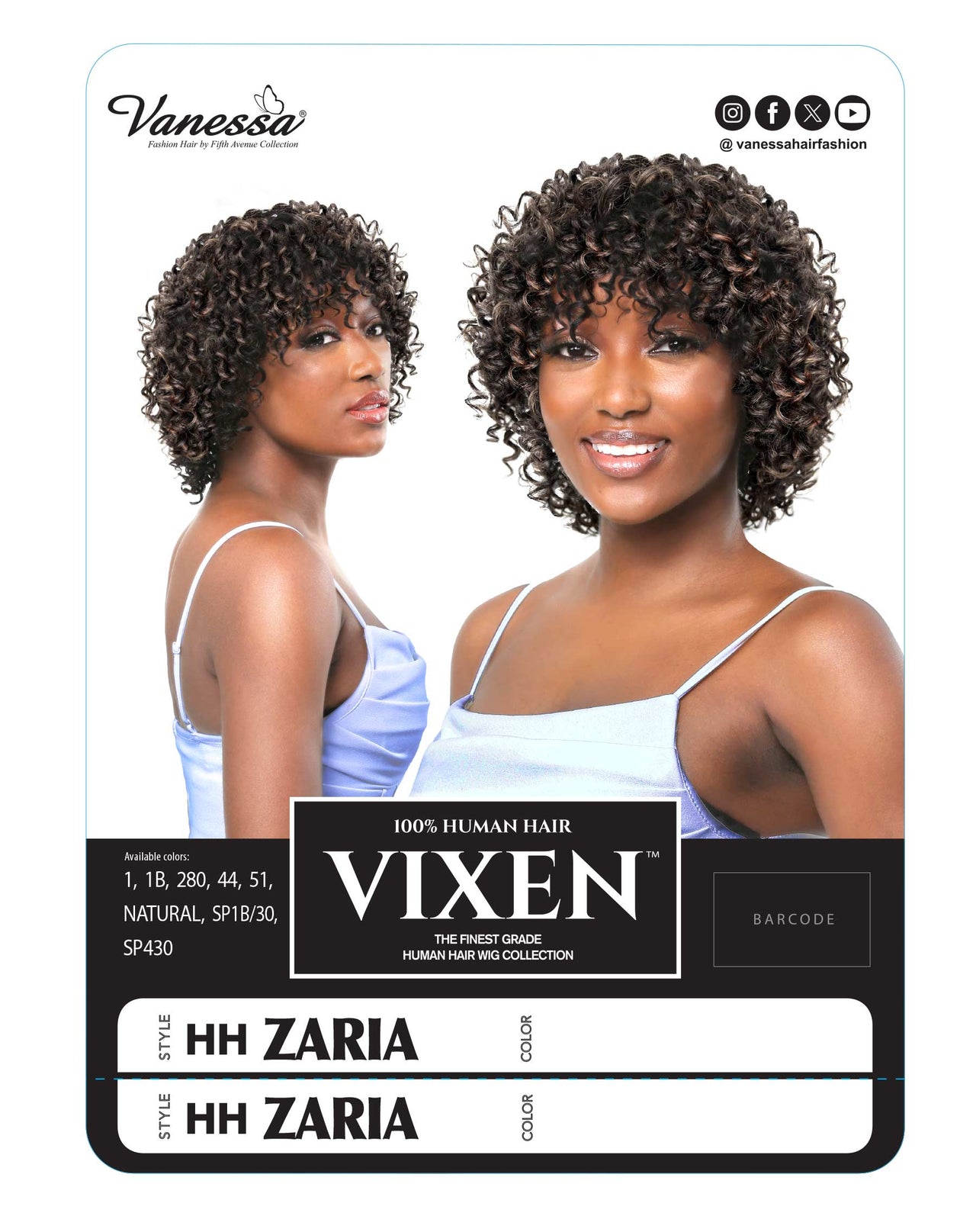 Vanessa Vixen 100% Human Hair Full Wig HH Zaria