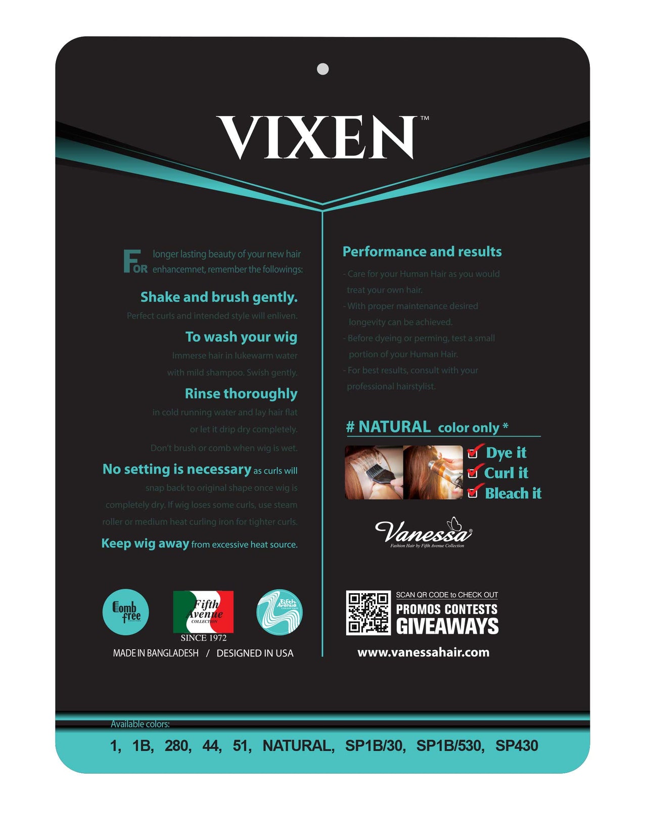 Vanessa Vixen 100% Human Hair Full Wig HH Zuri