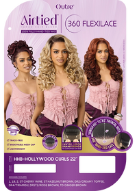 Thumbnail for Outre Airtied Human Hair Blend 360 FlexiLace Wig HHB Hollywood Curls 22