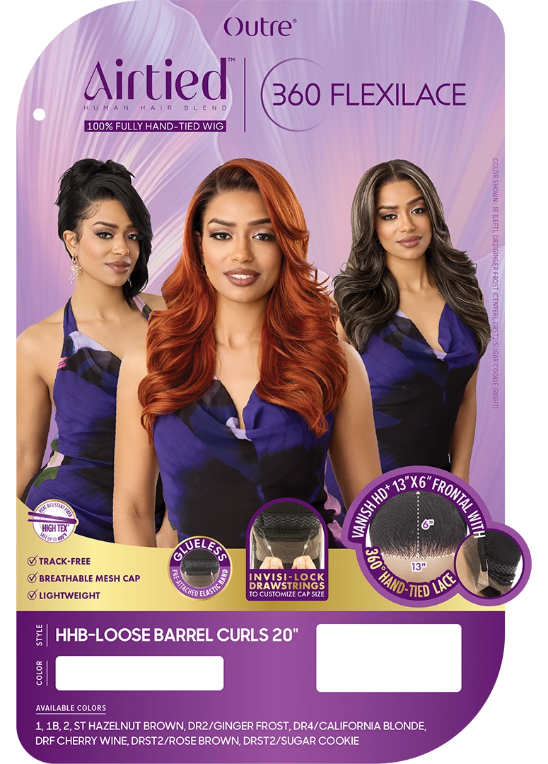 Outre Airtied Human Hair Blend 360 FlexiLace Wig HHB Loose Barrel Curls 20" QLHBFHLBC20