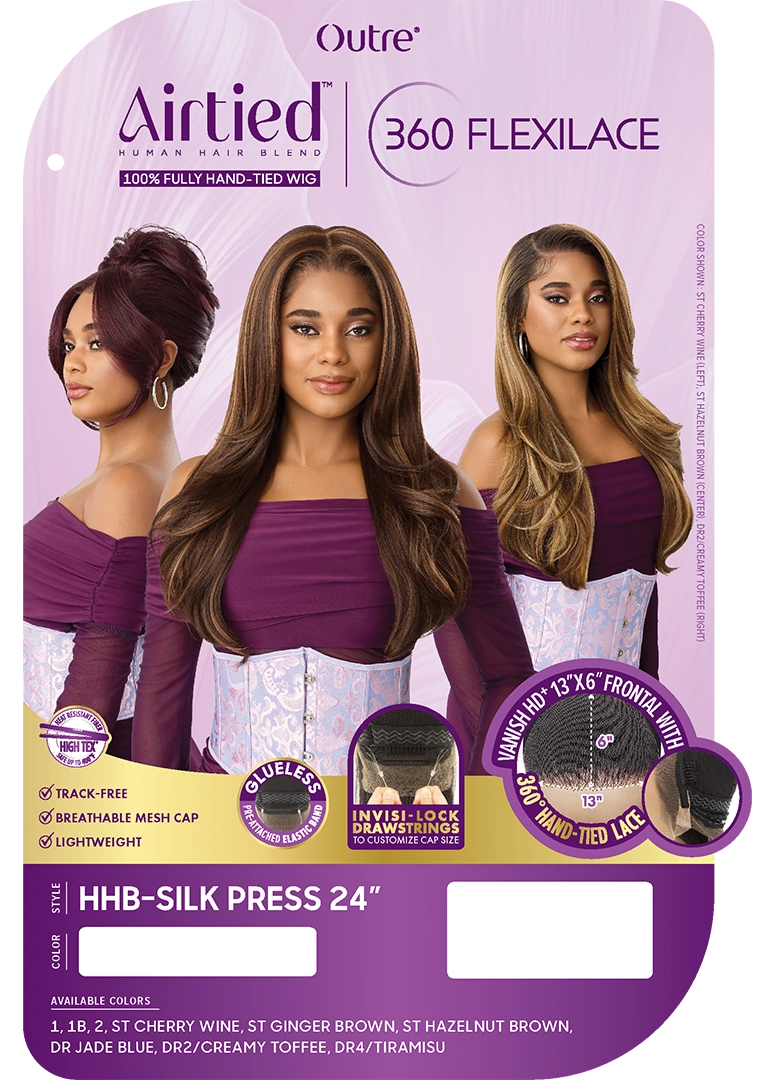 Outre Airtied Human Hair Blend 360 FlexiLace Wig HHB Silk Press 24" QLHBFHSP24