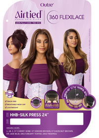 Thumbnail for Outre Airtied Human Hair Blend 360 FlexiLace Wig HHB Silk Press 24