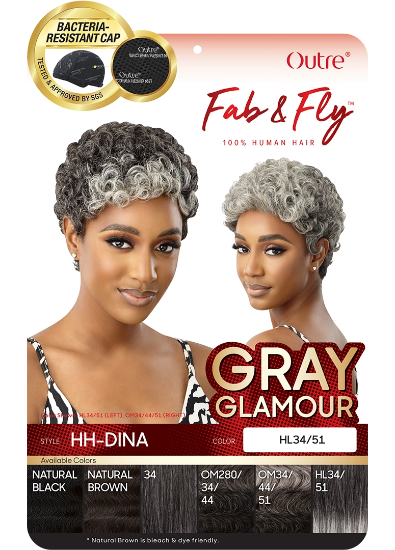 Outre Fab&Fly™ Gray Glamour 100% Unprocessed Human Hair Wig HH-DINA - Elevate Styles