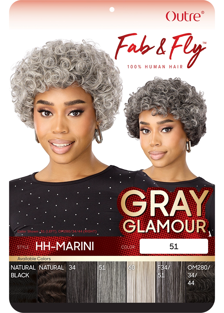 Outre Fab&Fly™ Gray Glamour 100% Unprocessed Human Hair Wig HH Marini QHFGMAI