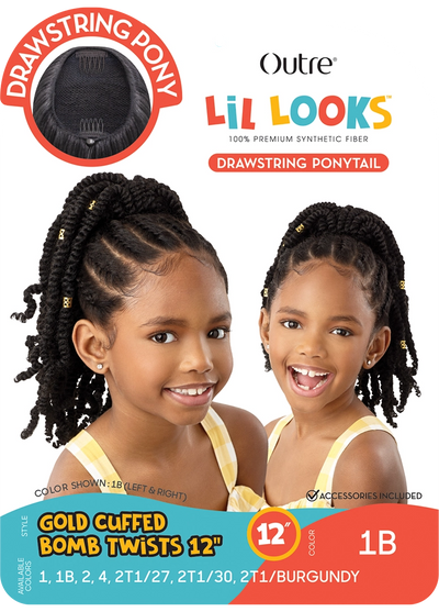 Outre Lil Looks Drawstring Pony - Gold Cuffed Bomb Twist 12" - Elevate Styles

