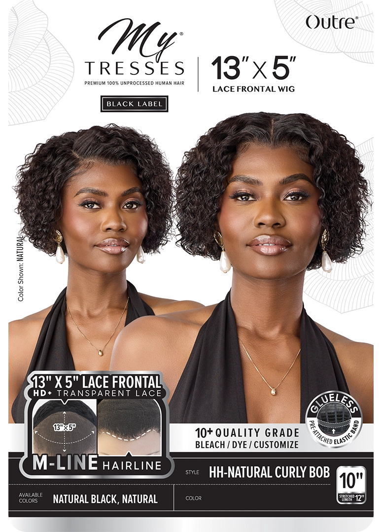 Outre MyTresses Black Label 13"x5" Lace Front Wig HH Natural Curly Bob QLHMBMNCB