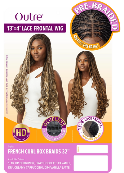 Outre 13"x 4" HD Pre-Braided Lace Front Wig French Curl Box Braids 32" - Elevate Styles
