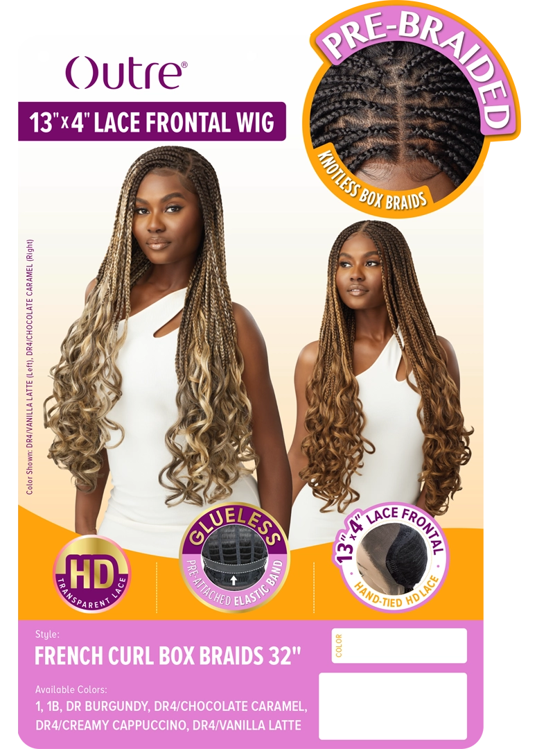 Outre 13"x 4" HD Pre-Braided Lace Front Wig French Curl Box Braids 32" - Elevate Styles