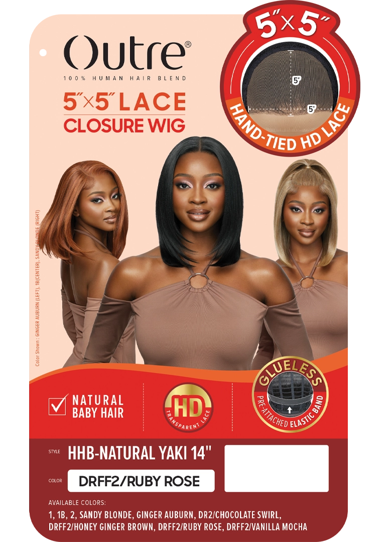 Outre 5"x 5" HD Lace Closure Lace Front Wig HHB-Natural Yaki 14" - Elevate Styles