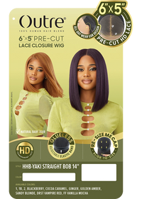Thumbnail for Outre 6x5 Pre Cut Lace Closure Wig Resize Me Cap HHB Yaki Straight Bob 14
