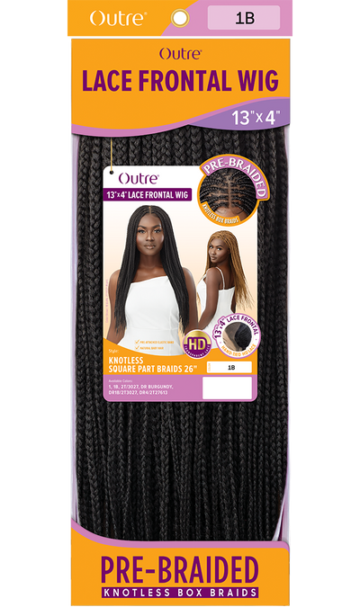 Outre 13"x 4" HD Pre-Braided Lace Front Wig Knotless Square Part Braids 26" - Elevate Styles
