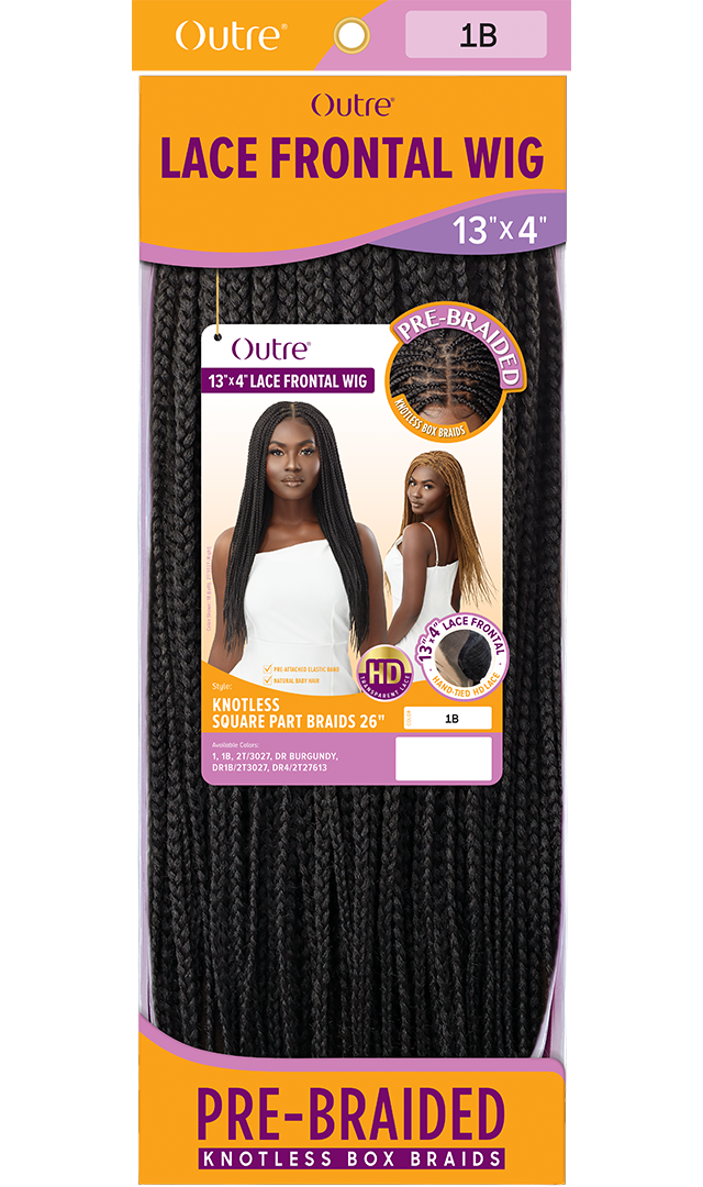 Outre 13"x 4" HD Pre-Braided Lace Front Wig Knotless Square Part Braids 26" - Elevate Styles