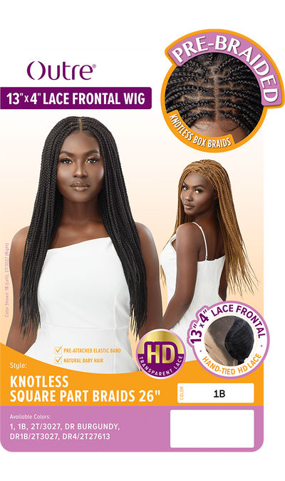 Outre 13"x 4" HD Pre-Braided Lace Front Wig Knotless Square Part Braids 26" - Elevate Styles
