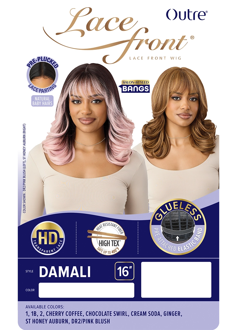Outre Lace Front Wig – Damali (16") | Salon-Styled Glueless Wig with Bangs QLDAM