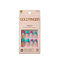 Thumbnail for Gold Finger Trendy Ready-to-Wear Gel Nails – Long Coffin Tropical Floral (GD46)