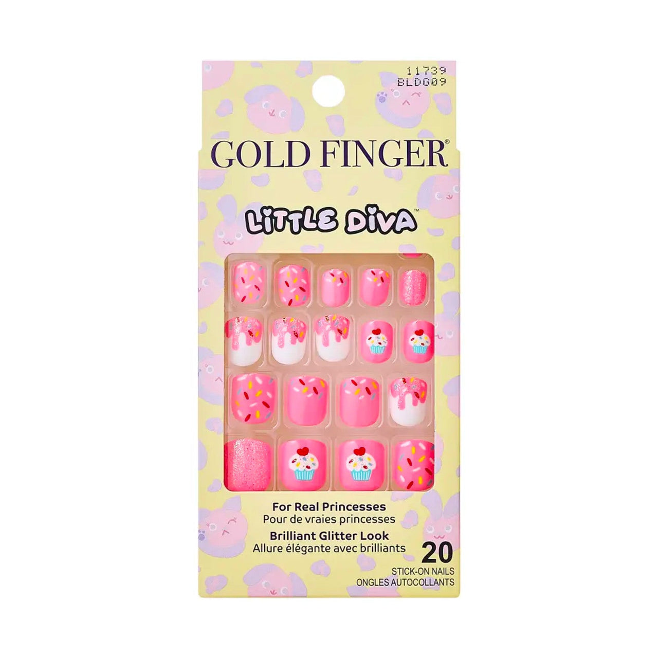 Gold Finger Little Diva Stick On Nails BLDG09 Cupcake Pink