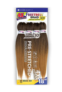 Thumbnail for Freetress 4X Mega Pack Pre-Stretched Braid 301 - 18 Inch - Elevate Styles