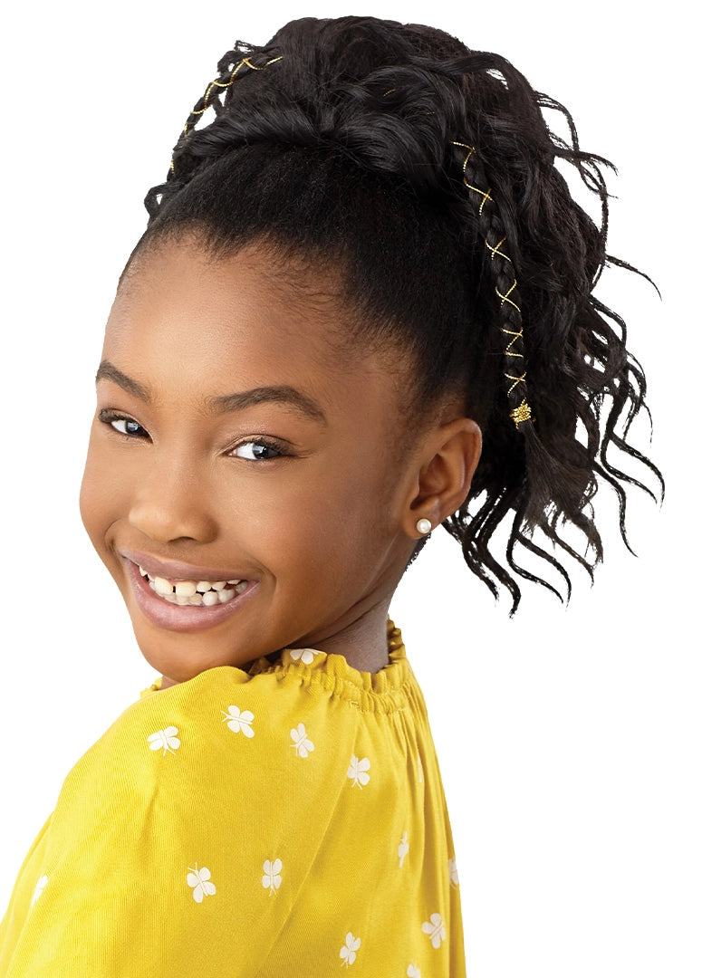 Outre Lil Looks Drawstring Pony - Gold Accented Natural Wave 12" - Elevate Styles