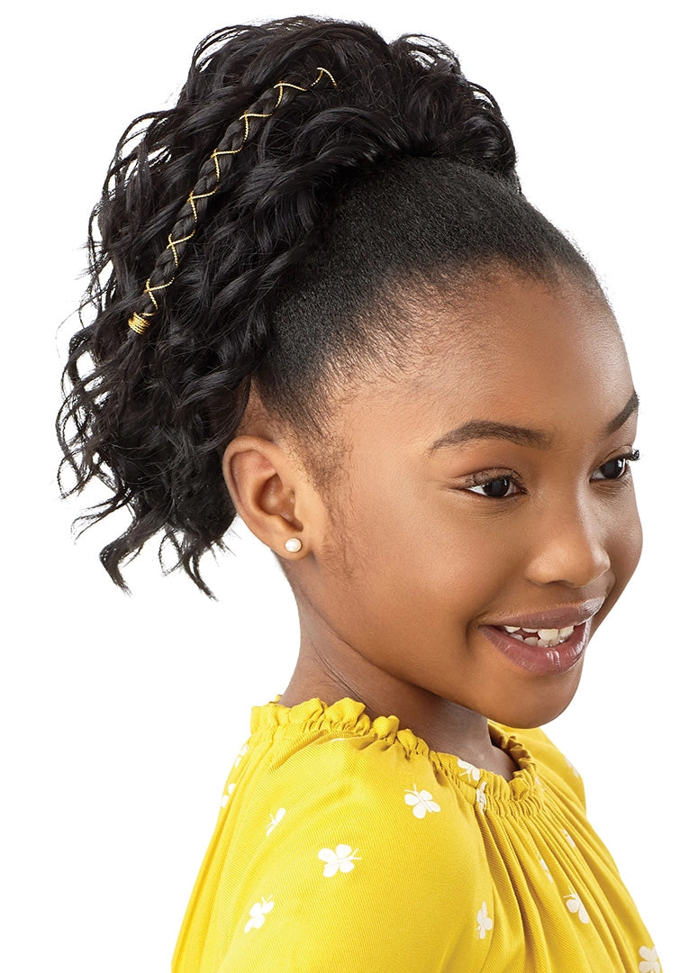 Outre Lil Looks Drawstring Pony - Gold Accented Natural Wave 12" - Elevate Styles