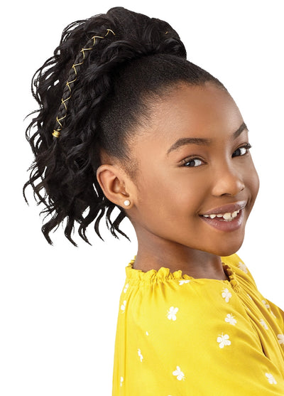 Outre Lil Looks Drawstring Pony - Gold Accented Natural Wave 12" - Elevate Styles
