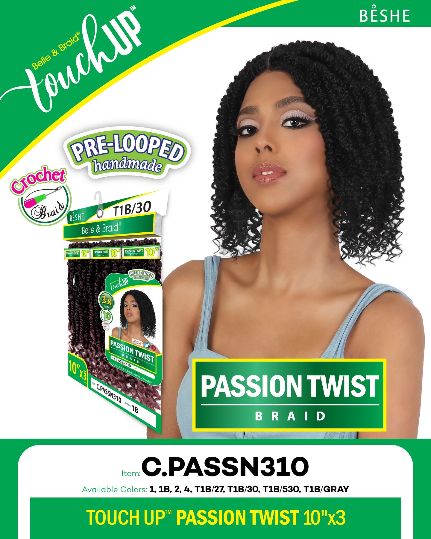 Beshe Belle & Braid Touch Up PreLooped Handmade Passion Twist Braid C