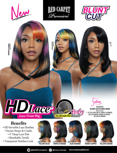 Mane Concept Red Carpet HD 4"Deep Lace Front Wig Blunt Cut w Side Bang RCHD285 - Elevate Styles