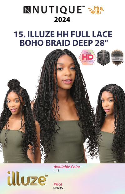 Illuze 100% Human Hair Full Lace Boho Braid Deep 28" - Elevate Styles
