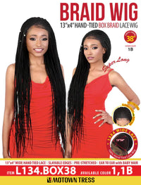 Thumbnail for Motown Tress 13x4 Lace Box Braid Wig L134.BOX38 Color 1B - Elevate Styles