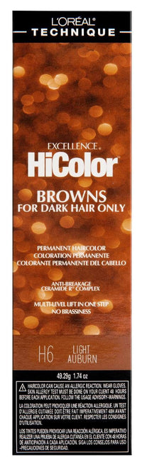 Thumbnail for L’Oréal Technique Excellence HiColor Permanent Hair Color H6 Light Auburn 1.74 oz