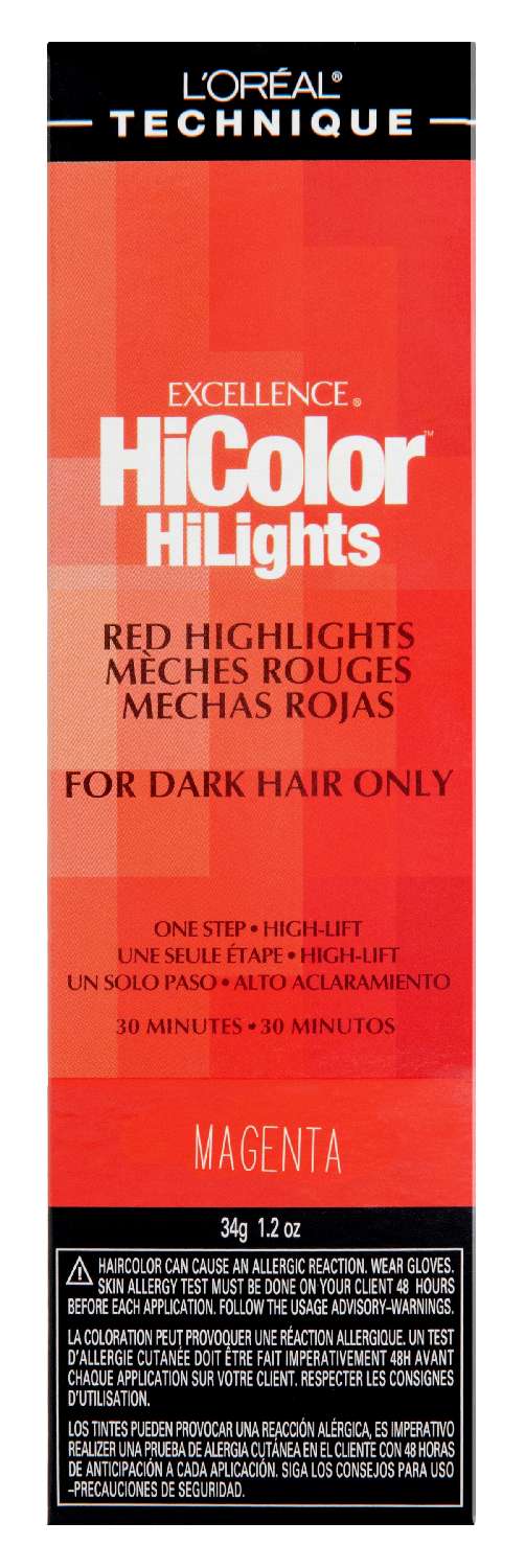 L'Oréal Technique Excellence HiColor HiLights Magenta - High-Lift Red Highlights for Dark Hair - Elevate Styles