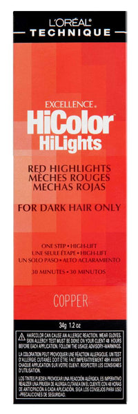 Thumbnail for L'Oréal Technique Excellence HiColor HiLights Copper - High-Lift Red Highlights for Dark Hair - Elevate Styles