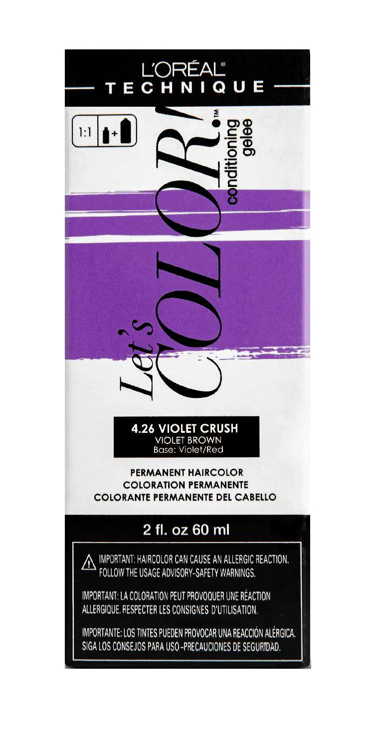 L’Oréal Technique Let's COLOR Permanent Gel Hair Color – 4.26 Violet Crush (Violet Brown, Violet/Red Base) – 2 fl oz - Elevate Styles